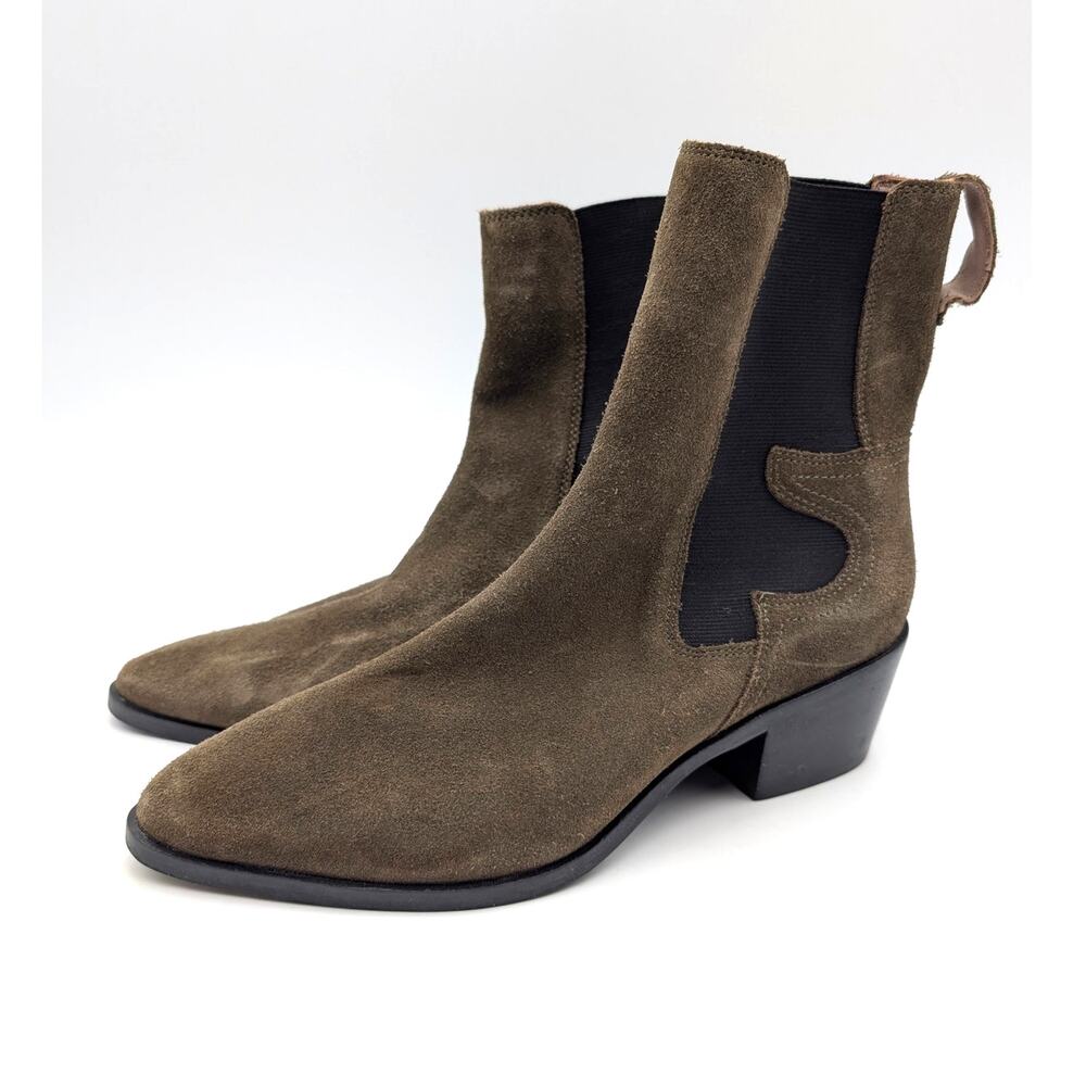 AllSaints Kara Pointed Toe Chelsea Boots Women's Khaki/Taupe Brown Size US9 EU39